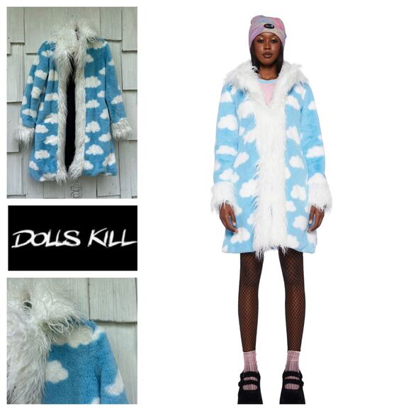 Dolls Kill Jackets & Blazers - Delia’s by Dolls Kill Dreamscape Love Faux Fur Cloud Coat S